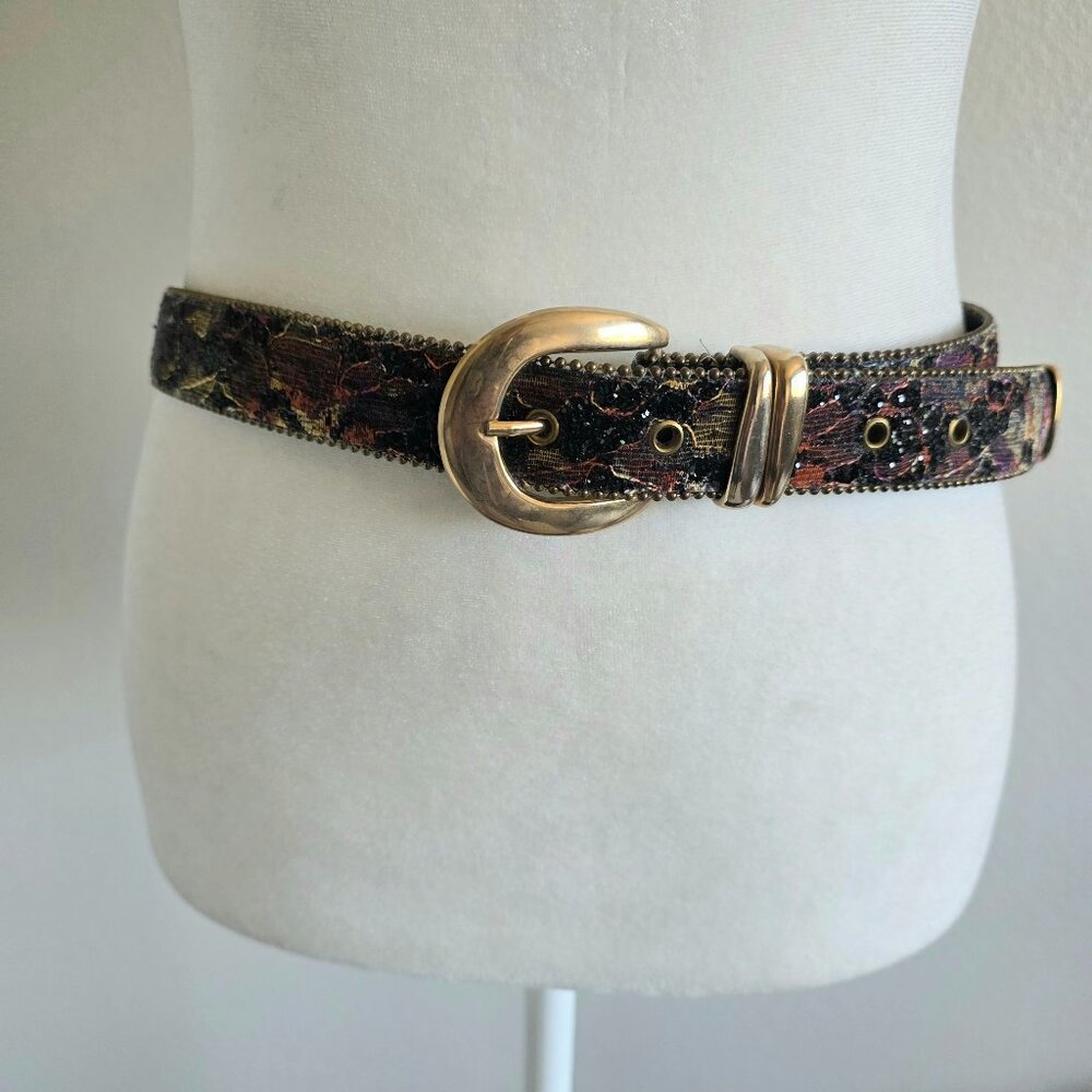 Vintage 80s A.BROD Women Size L Multicolor Glitter Belt Cowboy Dressy Made USA